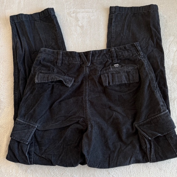 Vans Mens Corduroy Cargo Pants Loose Tapered Fit Size 29x29 Black Skater Y2K - Picture 2 of 11